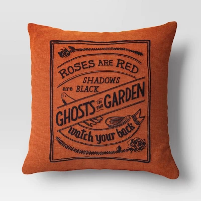 Embroidered Ghosts In The Garden Square Halloween Throw Pillow Orange - Threshold™ - Image 4