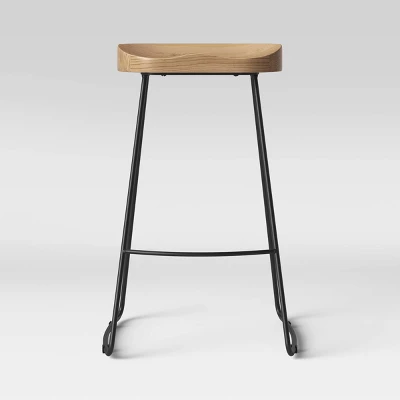 Hull Low Back Barstool Wood/Metal - Threshold - Image 6