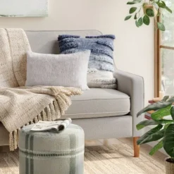 Striped Faux Fur Lumbar Throw Pillow - Threshold™