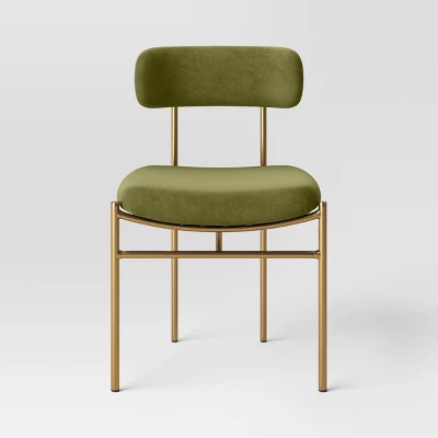 Orion Luxe Dining Chair With Brass Legs Olive Green Velvet - Threshold™ - Image 2