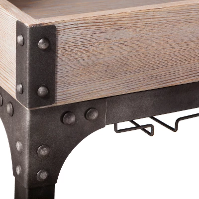 Franklin Bar Cart And Wine Rack Weathered Gray - Threshold™ - Image 3