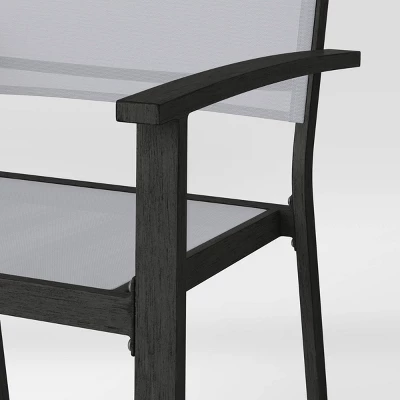 2pc Ryegate Weathered Teak Sling Outdoor Patio Dining Chairs Arm Chairs Gray - Threshold™ - Image 4