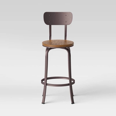 Dakota Swivel Wood Seat Barstool With Adjustable Legs Metal - Threshold™ - Image 2