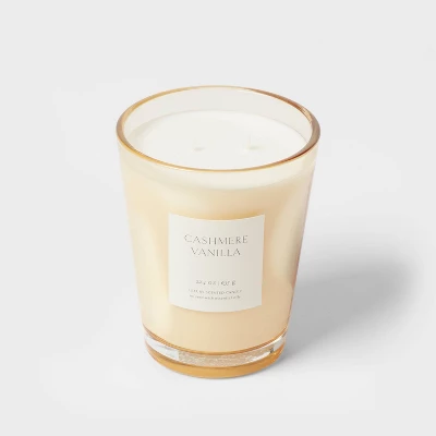 Colored Vase Glass With Dustcover Cashmere Vanilla Candle Ivory - Threshold™ - Image 3