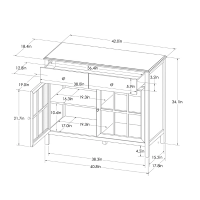 Windham 2 Door Accent Buffet, Cabinet With Shelves - Teal - Threshold™ - Image 2