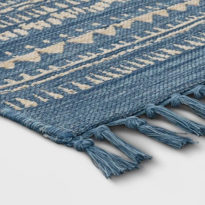 5' X 7' Fringe Outdoor Rug Blue Striped - Threshold™ - Image 2