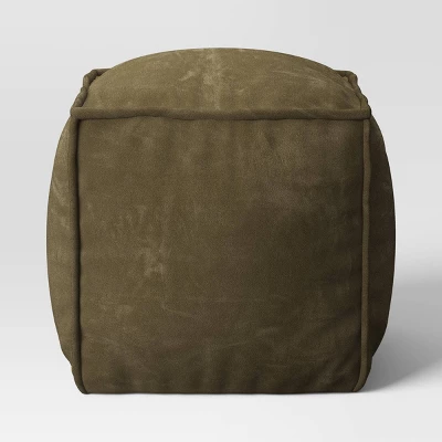 Costa Cotton Velvet Pouf With Removable Fill Olive Green - Threshold™ - Image 2