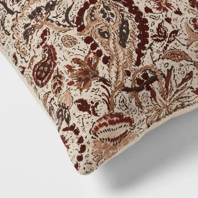 18"x18" Traditional Paisley Square Decorative Pillow Beige/Brown - Threshold™ - Image 3