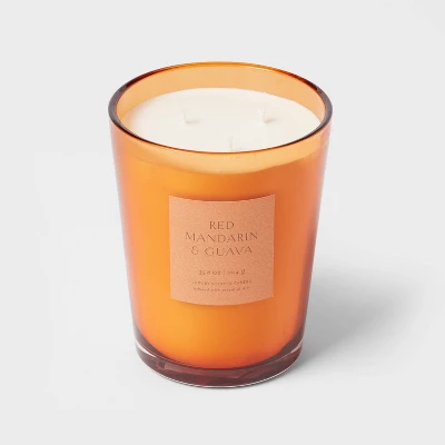 Colored Vase Glass With Dustcover Mandarin & Guava Candle Orange - Threshold™ - Image 3