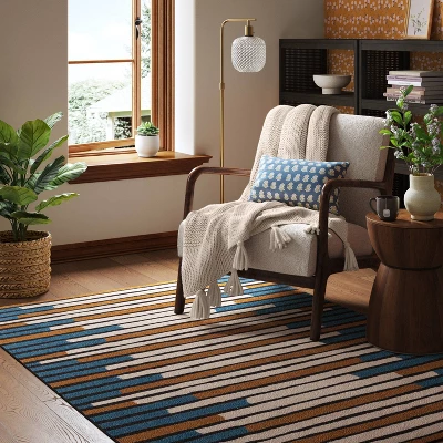 Striped Area Rug Turquoise/Yellow - Threshold™