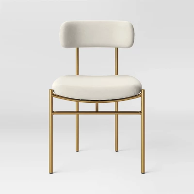 Orion Luxe Dining Chair With Brass Legs Gray Velvet - Threshold™ - Image 2
