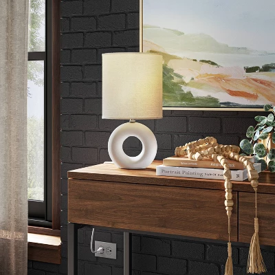 Abstract Ceramic Mini Table Lamp White - Threshold™ - Image 2