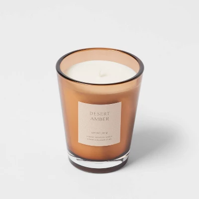 Colored Vase Glass With Dustcover Desert Amber Candle Brown - Threshold™ - Image 3