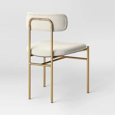 Orion Luxe Dining Chair With Brass Legs Gray Velvet - Threshold™ - Image 3