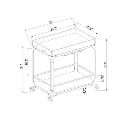 Franklin Bar Cart And Wine Rack Weathered Gray - Threshold™ - Image 4