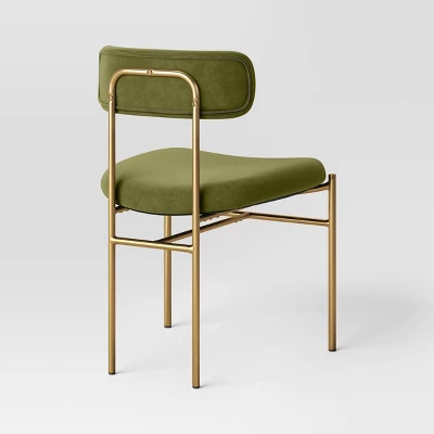 Orion Luxe Dining Chair With Brass Legs Olive Green Velvet - Threshold™ - Image 3
