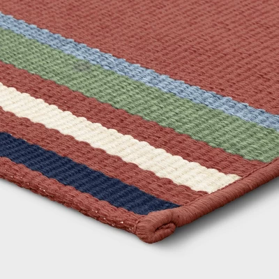 7'x10' Striped Outdoor Rug Red - Threshold™ - Image 2