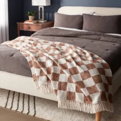 60"x80" Woven Cotton Checkered Bed Throw - Threshold™