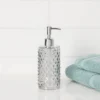 Hobnail Glass With Plastic Pump Soap/Lotion Dispenser Gray Tint - Threshold™