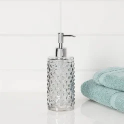 Hobnail Glass With Plastic Pump Soap/Lotion Dispenser Gray Tint - Threshold™
