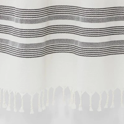 Striped Fringe Shower Curtain Off-White - Threshold™ - Image 3