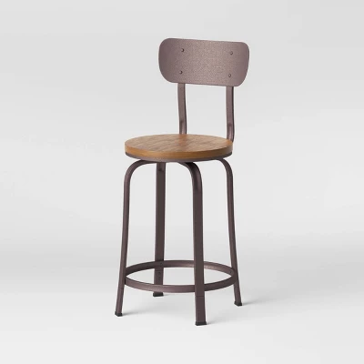 Dakota Swivel Wood Seat Barstool With Adjustable Legs Metal - Threshold™ - Image 5