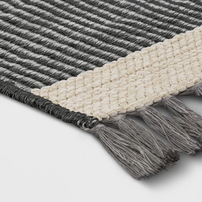 7'x10' Oversized Stripe Outdoor Rug Charcoal Gray - Threshold™ - Image 2