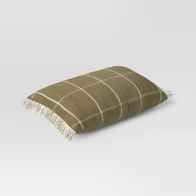 Oversized Cotton Gauze Grid Lumbar Throw Pillow Olive Green - Threshold™ - Image 2