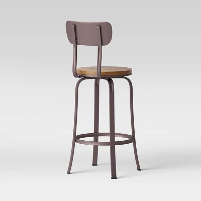 Dakota Swivel Wood Seat Barstool With Adjustable Legs Metal - Threshold™ - Image 3