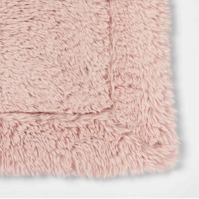 Long Faux Fur Throw Blanket Blush - Threshold™ - Image 4