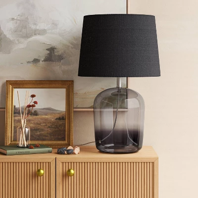 Smoked Glass Table Lamp Black (Includes LED Light Bulb) - Threshold™