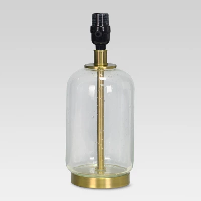 Bubble Glass With Brass Detail Small Lamp Base Clear - Threshold